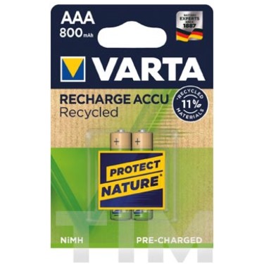 PILA RECARGABLE RECYCLED AAA 800 MAH 2 UNIDADES